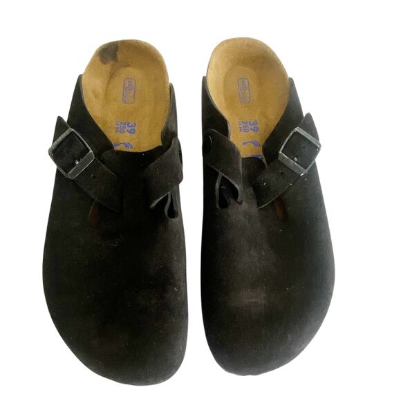 Birkenstock Black Suede Boston Clogs 39 - Picture 1 of 6